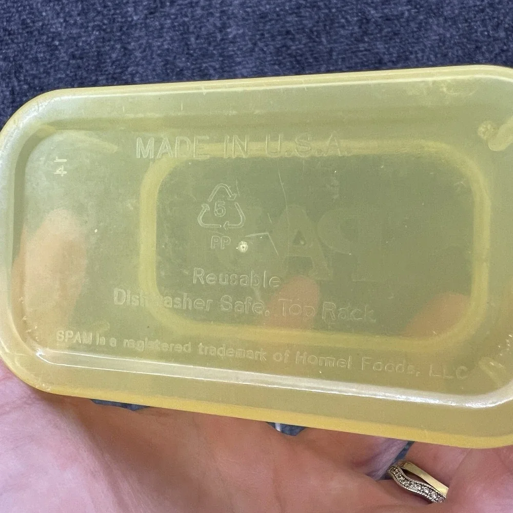 Vintage Spam Hormel Storage Keeper Yellow Container Made In USA Reusable
